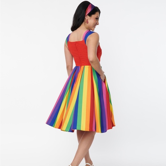 Unique Vintage XS Rainbow Sleeveless Dress💞 - Picture 3 of 11